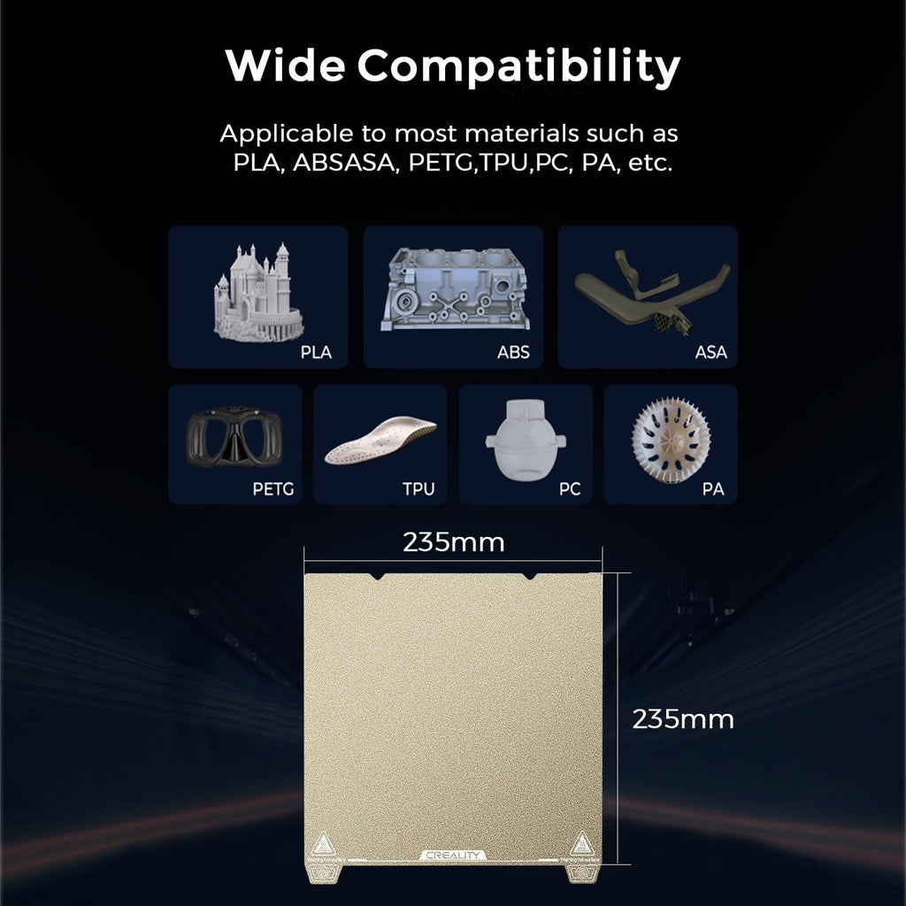 Official Ender 3 S1 Pro Original Build Plate, 235x235mm Texture Surface PEI Sheet Magnetic Removable Flexible Spring
