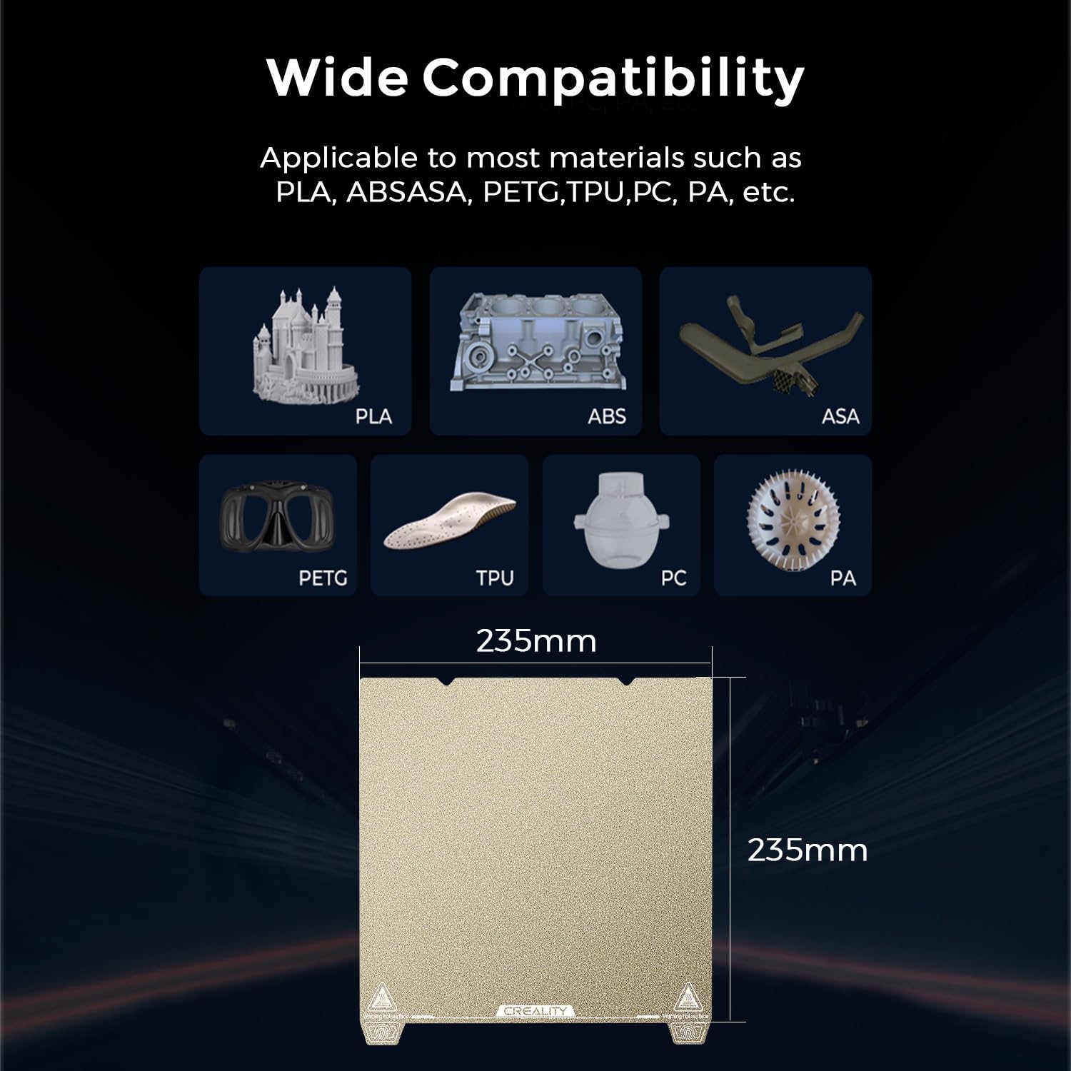 Official Ender 3 S1 Pro Original Build Plate, 235x235mm Texture Surface PEI Sheet Magnetic Removable Flexible Spring