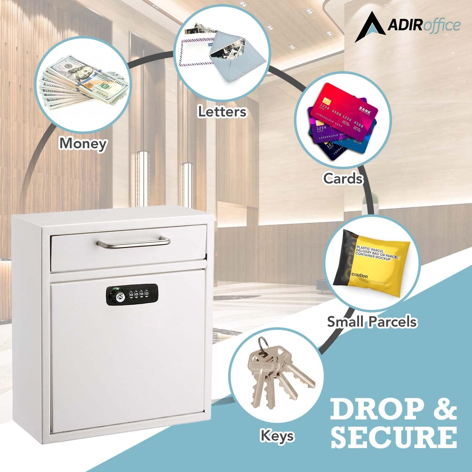 Ultimate Drop Box Wall-Mounted Mailbox - Hanging Secured Postbox - Durable Spacious Key or Combination Lock Box