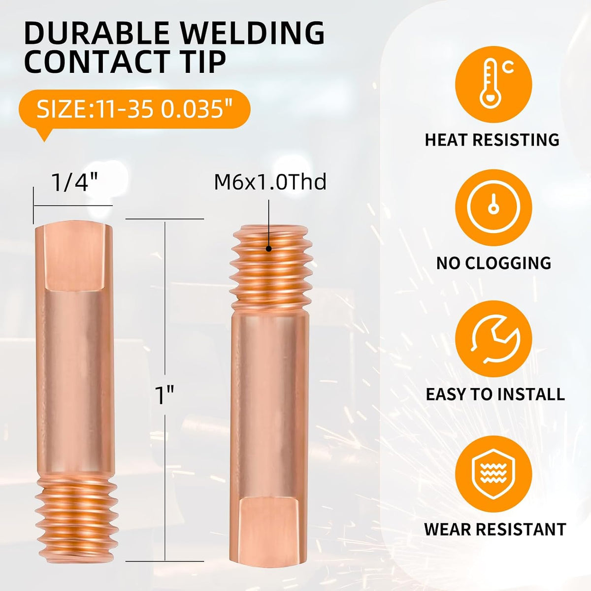Mig Welding Tips 11-35 (0.035") Welding Contact Tip .035" Replacement for MIG Welding Gun Consumables (40-Pack)