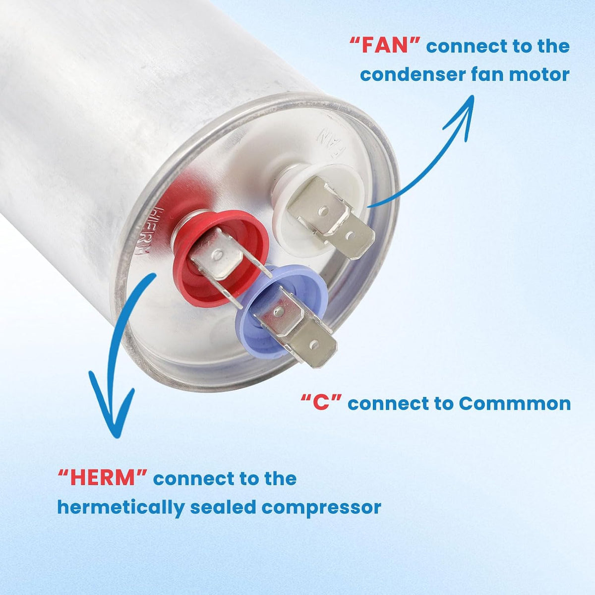 50/7.5 uF 50+7.5 MFD ±5% 370V or 440V Dual Run Start ac Capacitor for ac 50 7.5 CBB65r CBB65b Capacitor for Motor Start or Heat Pump, Condenser, Pool Pump