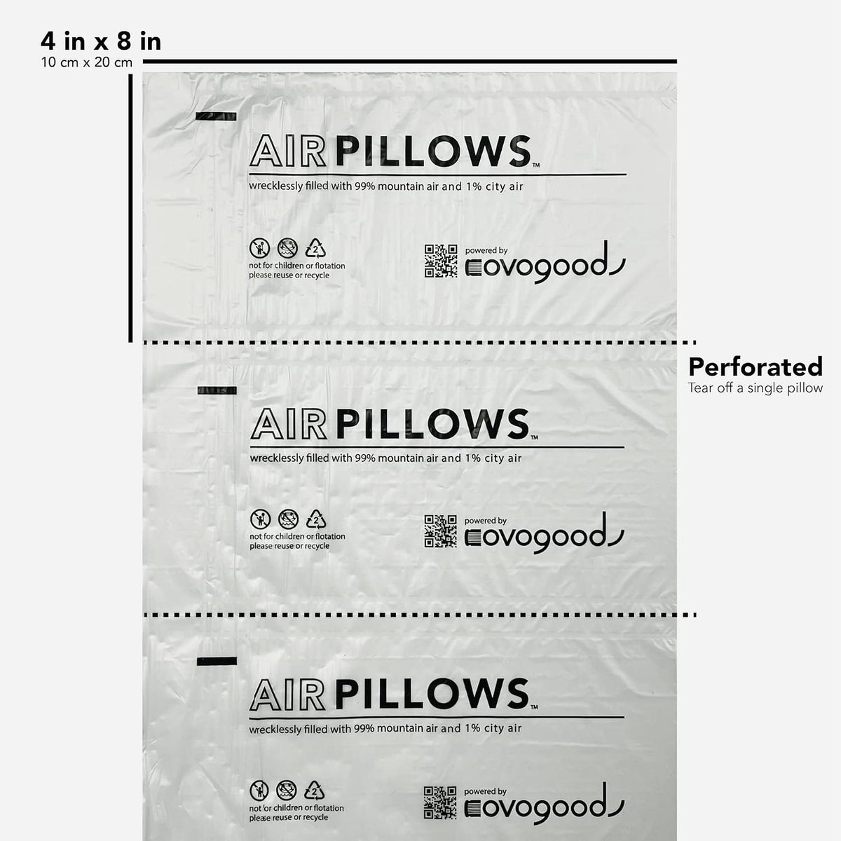 AirPillows 300 Count Premium Prefilled Air Bubbles for Package Shipping | 6 CuFt, 44 Gal, 4x8-In Ea | Better than