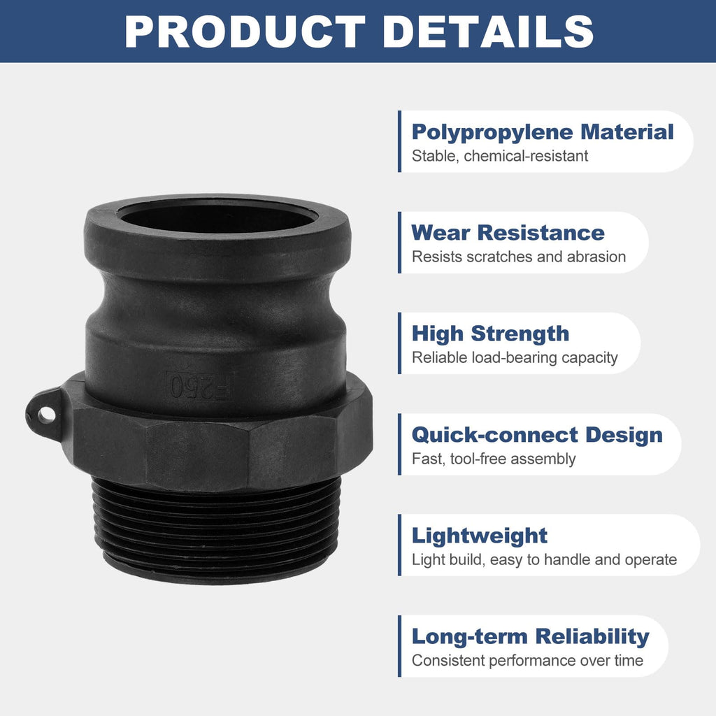 Kozelo 2-1/2" x 2-1/2"Male NPT Type F Cam Lock Hose Fitting Camlock Adapter