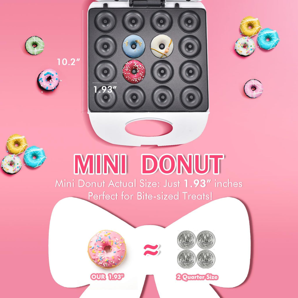 Mini Donut Maker | Non-Stick, 2 Inch, 16 Donuts, Cool-Touch
