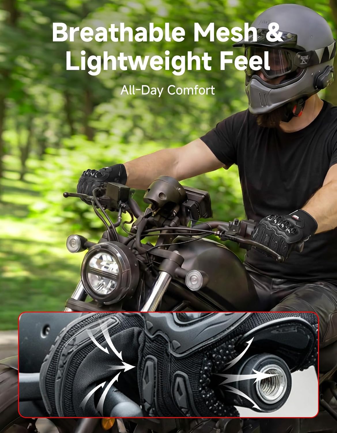 Motorcycle Gloves for Men/Women, Touchscreen Dirt Bike Gloves with Shell, Anti-Slip for Motorbike, Riding, Racing