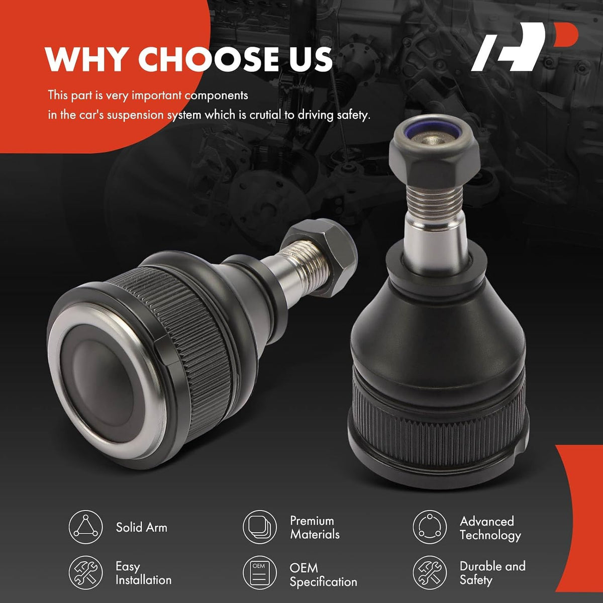A-Premium 2 x Front Upper Ball Joints, Compatible with Ford & Mazda