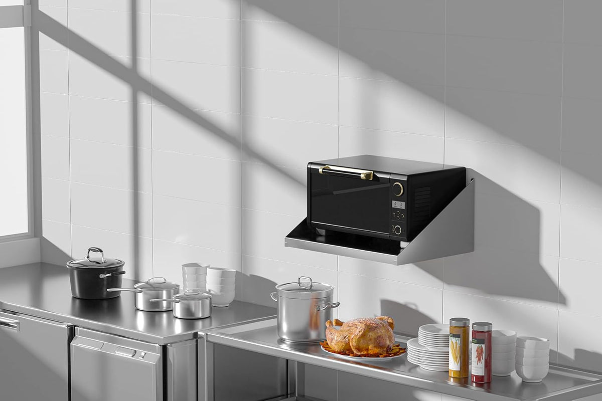 Stainless Steel Microwave Shelf 18"x24", Wall Mount Kitchen Shelf
