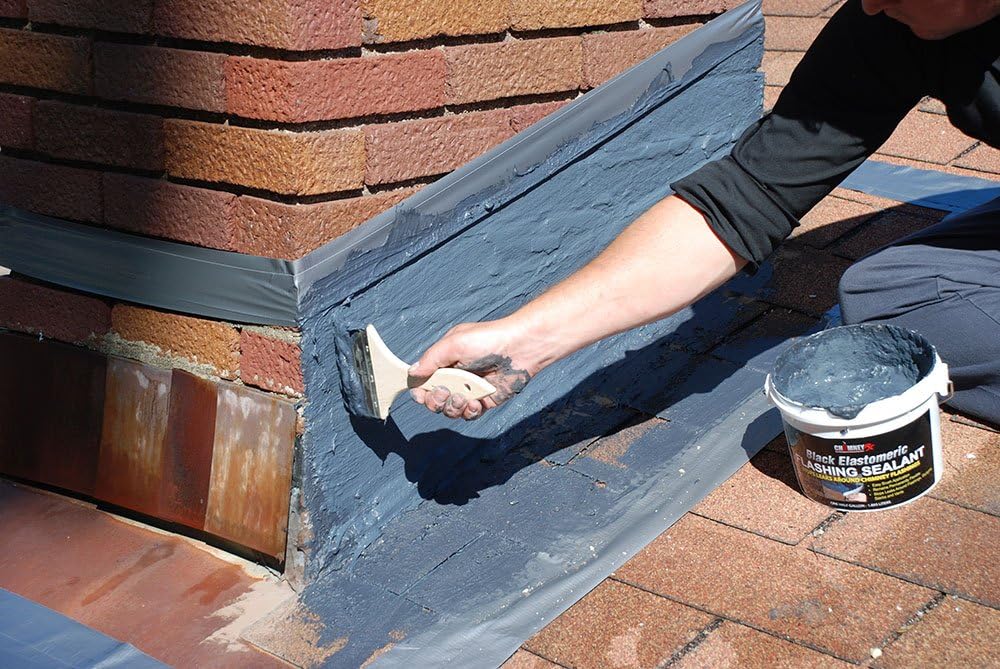 300054 Brushable Flashing Repair Sealant – Black Elastomeric Waterproof Coating Leak Protection for Vents & Skylights