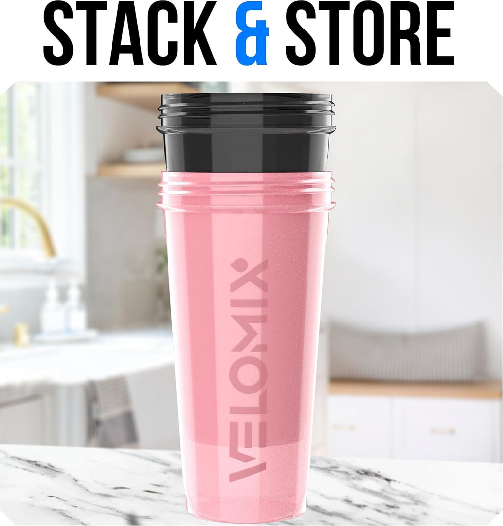 2 Pack 28oz Protein Shaker Bottle for Protein Mixes, Pink/Black | 2x Wire Whisk, Leak Proof Shaker Cups for Protein