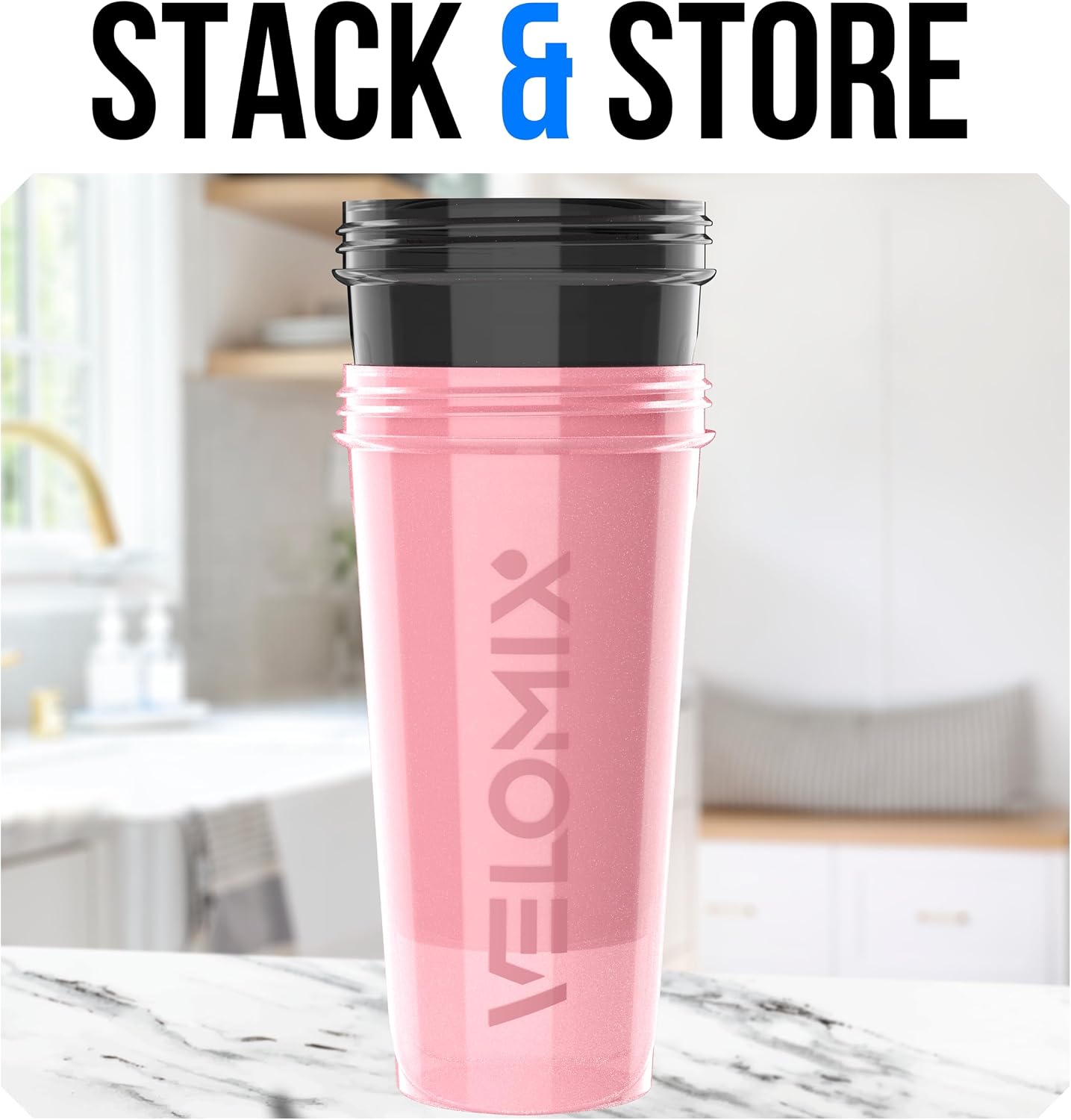 2 Pack 28oz Protein Shaker Bottle for Protein Mixes, Pink/Black | 2x Wire Whisk, Leak Proof Shaker Cups for Protein