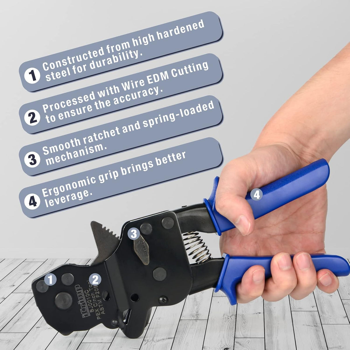 iCrimp BJ01 PEX Cinch Tool for 3/8"–1" Stainless Steel Clamps