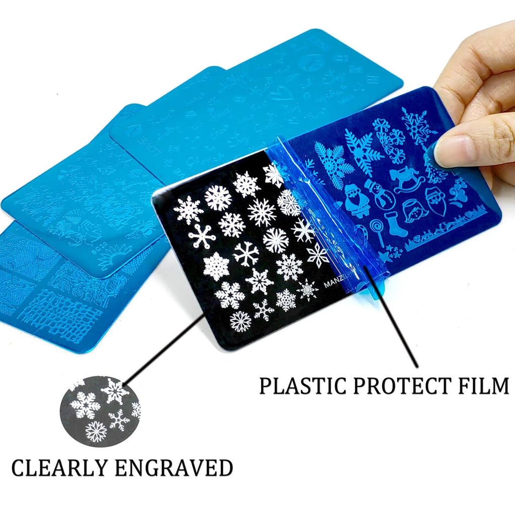 Nail Stamper Stamping Plate Kit, DIY Art Design Manicure Salon Home