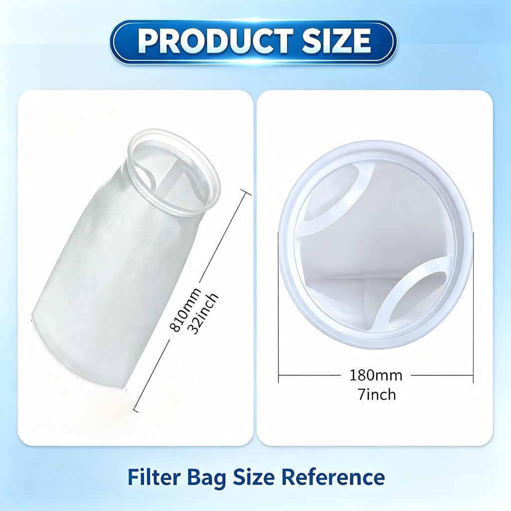 10 Micron Filter Bag Polypropylene 7"x32" with Plastic Ring