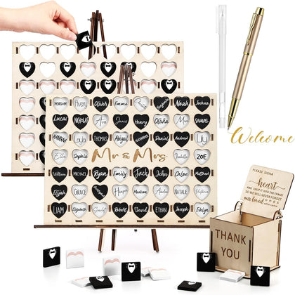 54 Pcs Wedding Guest Book Alternative, Mr & Mrs Heart Sign Game