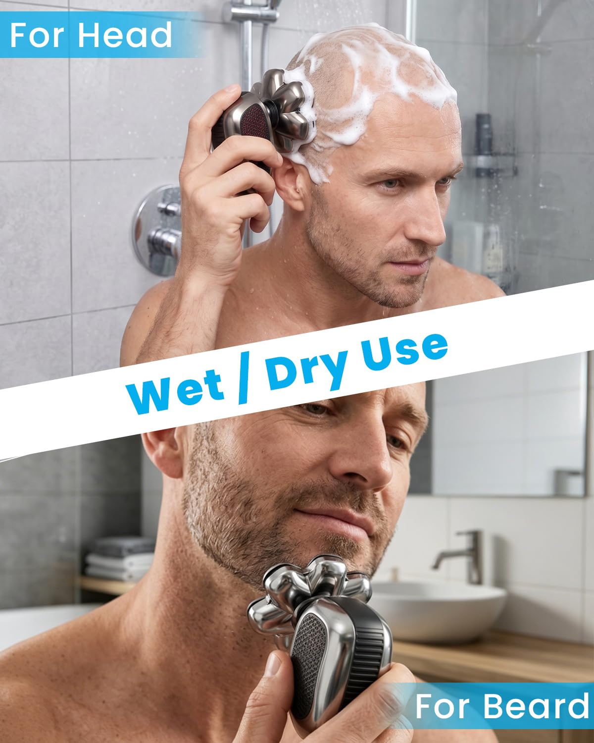 7D Floating Head Shavers for Bald Men Wet/Dry Electric Razor for Men