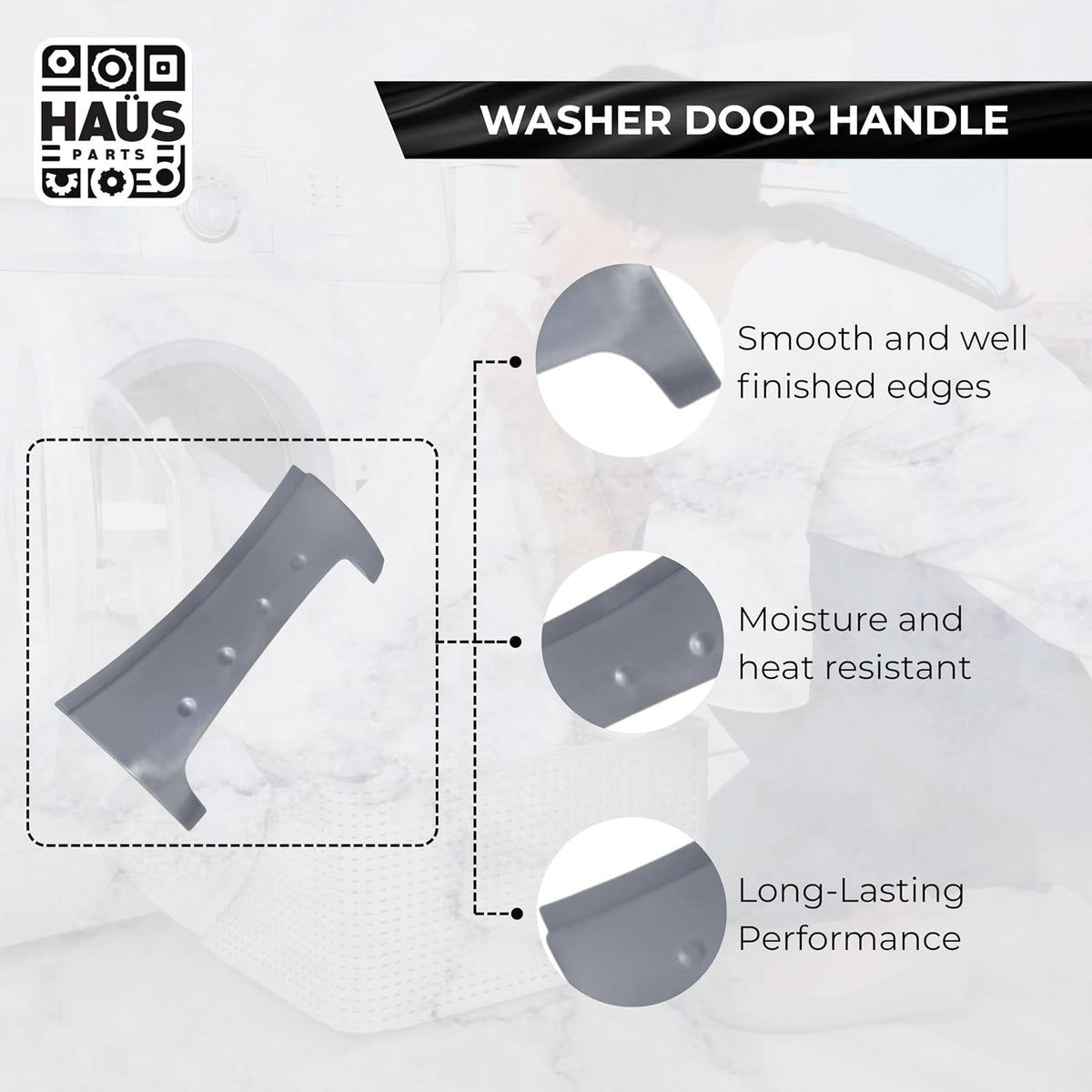 8182080 Washer Door Handle Compatible with Top Brand Replacement with 1017610, AH885424, 8182080, WP8182080, AP6011757, PS11744956 and EA885424, PS885424 (4-Pack)