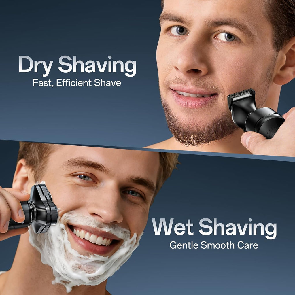 Electric Shaver for Men, 3-in-1 Rechargeable Razor and Trimmer | Face, Beard, Nose, Waterproof Wet/Dry Use, USB-C