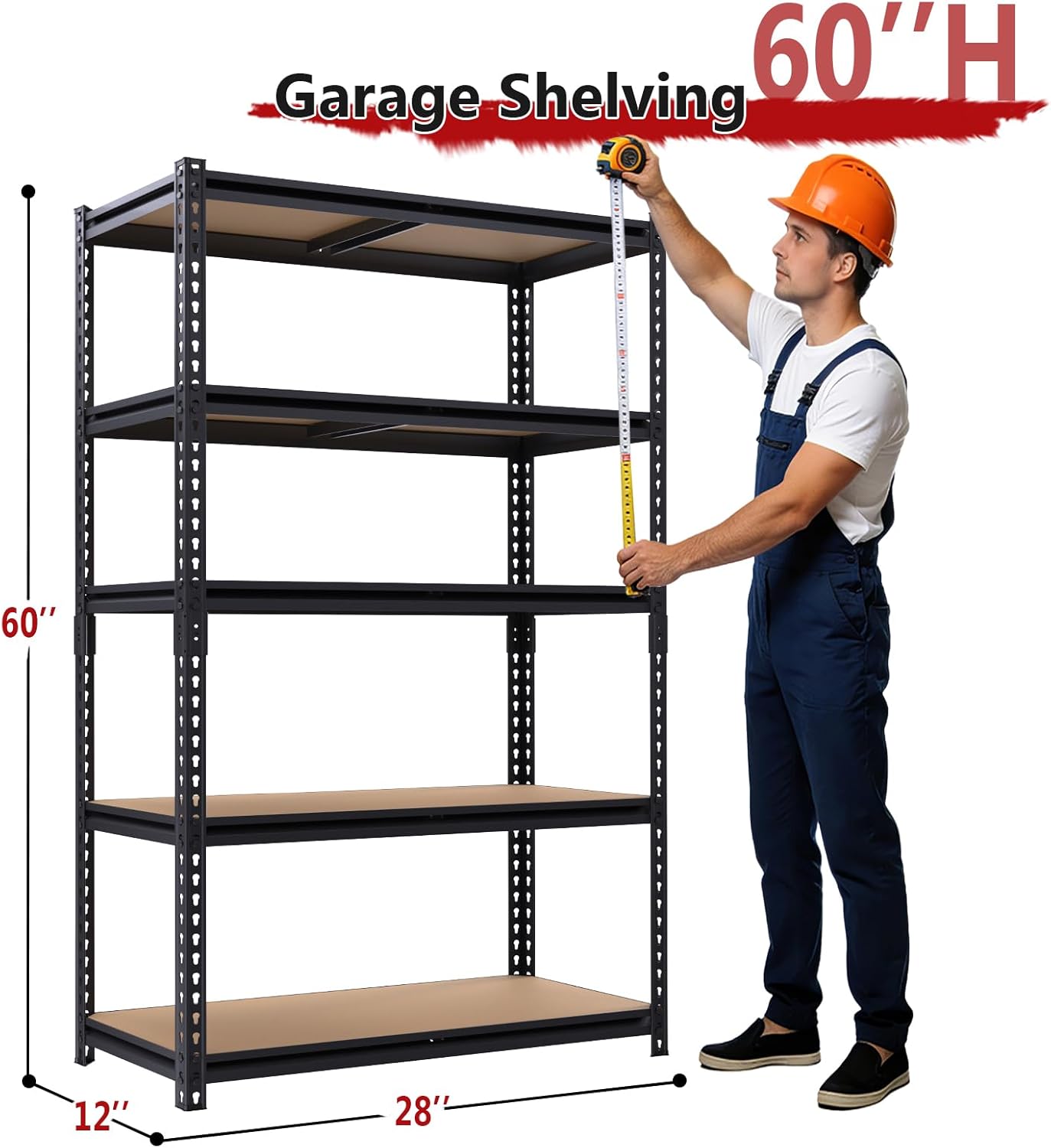 Heavy Duty Garage Shelving,5-Tier Garage Storage Shelves,2400LBS Storage Shelves Heavy Duty,Adjustable 5 Tier