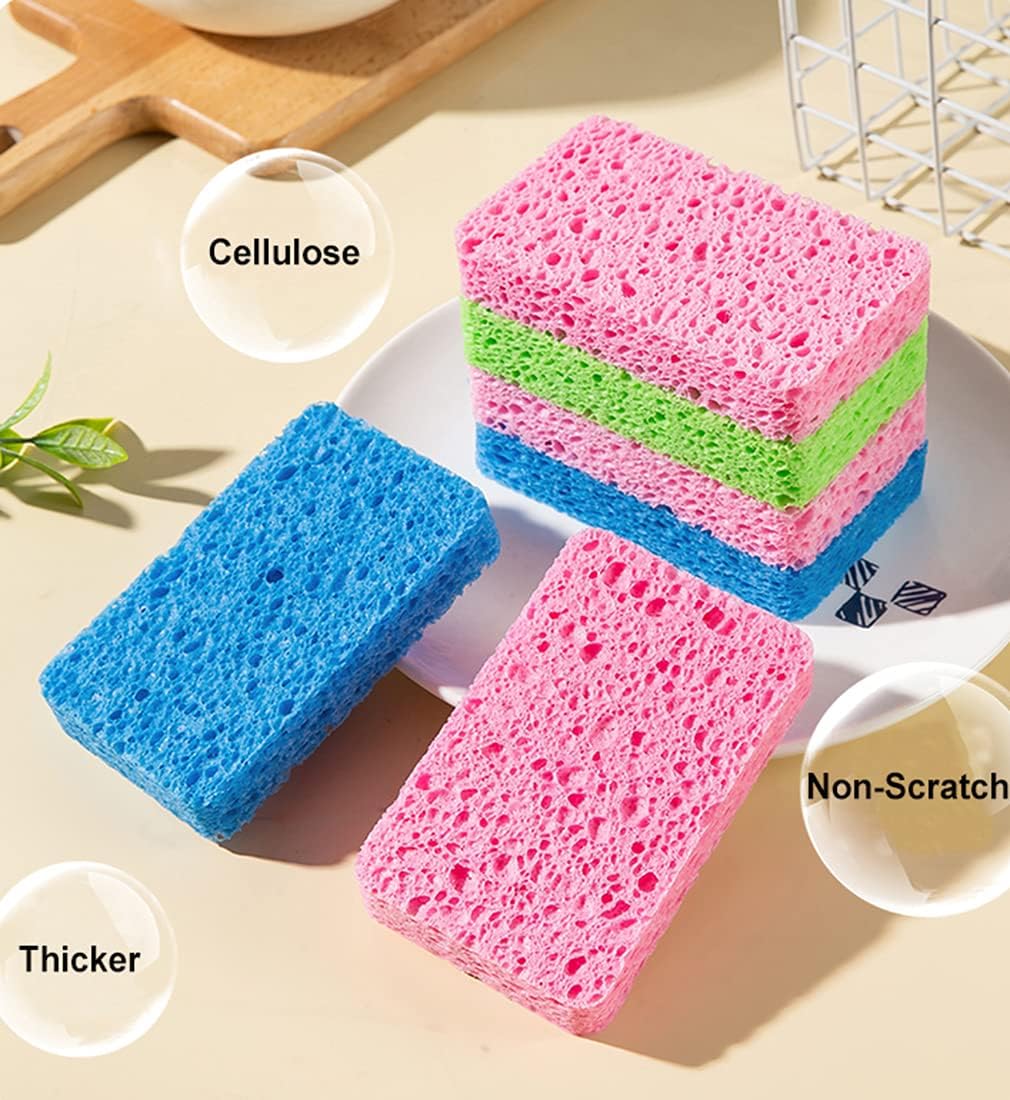 Kitchen Sponges 12 Pack Natural Cellulose for Non Scratch Cleaning