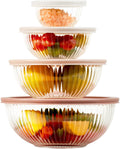 Glass Mixing Bowls with Lids Sets, 4 Packs Glass Bowls with Lids for Kitchen Baking, Meal Prepping and Salad, Bpa