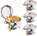 Gold 6QT Chafing Dishes, 4 Pack 18/8 Stainless Steel | 18/8 (304) stainless steel food pan and lid resist rust and