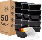 Meal Prep Containers 50Pack - 34oz Food Storage Containers with Lids, Reusable Food Prep Containers, Disposable To Go