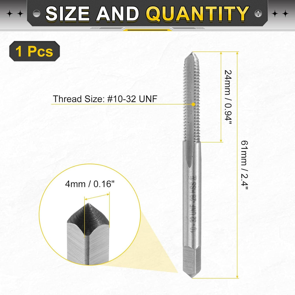 uxcell Hand Plug Tap #10-32 UNF 2B Left Hand Thread Taps Straight Flute