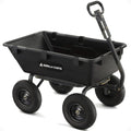 Heavy-Duty Poly Yard Dump Cart, 6 Cu Ft Tub, 1200 lb Haul Capacity, Black – Towable Utility Wagon with Quick-Release