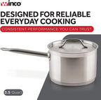 3 1/2 qt Heavy-Duty Stainless Steel Sauce Pan with Cover, 3.5 qt