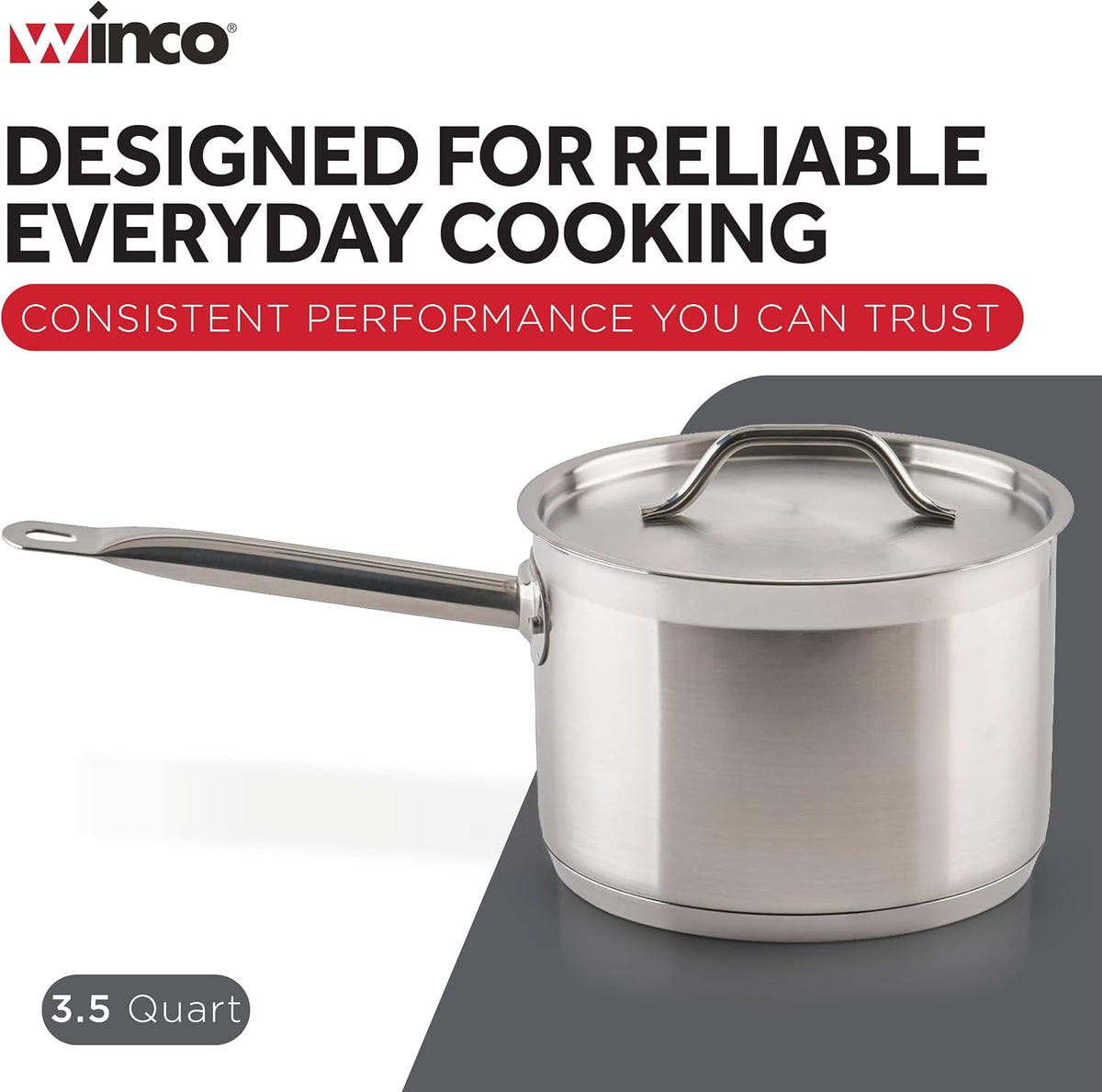 3 1/2 qt Heavy-Duty Stainless Steel Sauce Pan with Cover, 3.5 qt