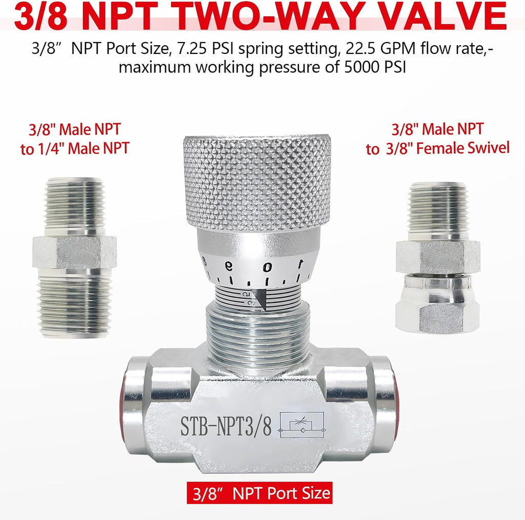 3/8" Hydraulic Adjustable Flow Control Two-way Valve