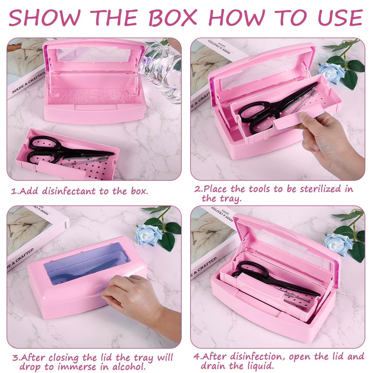 2 Piece Nail Tool Sterilizer Box barbicide Disinfectant Jar Plastic Disinfectant Container Suitable for Nail Tools