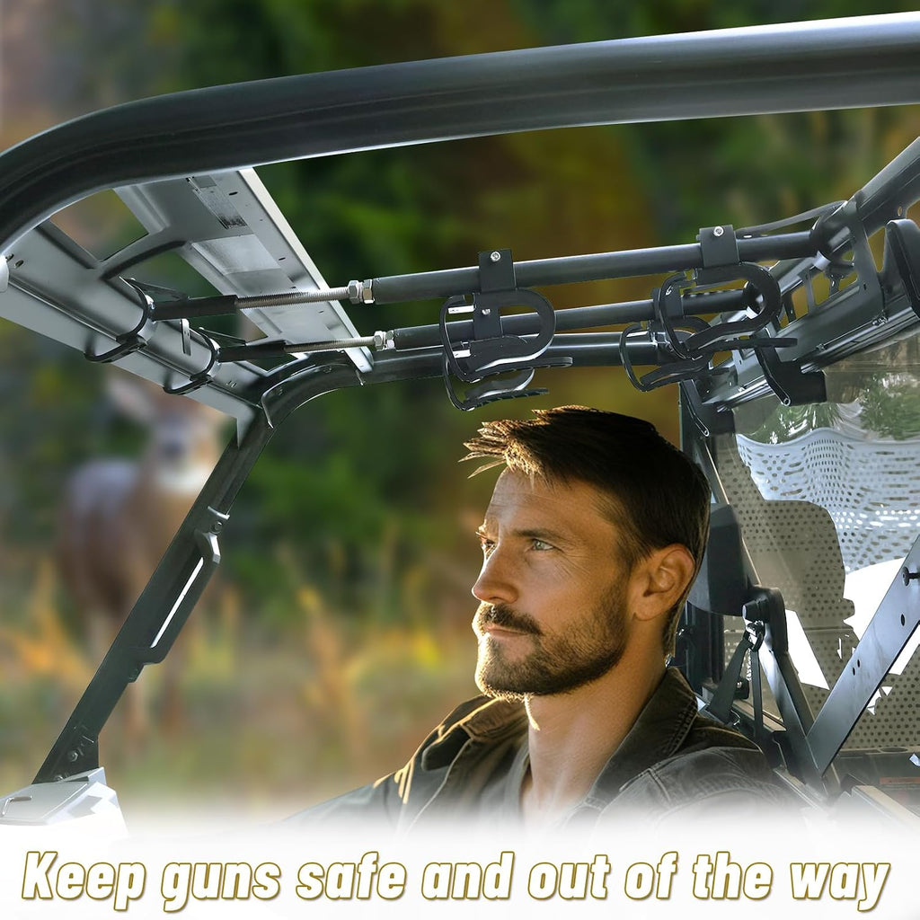 StarknightMT UTV Gun Rack Overhead Holder Adjustable Fits 21"-27" Spacing