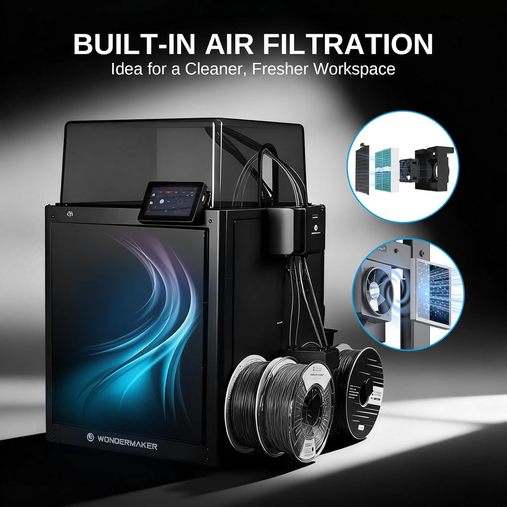 x WonderMaker ZR 3D Printer Enclosure Kit, Safer, Quieter Cover with Built-in Air Filtration, Stable Temperature for