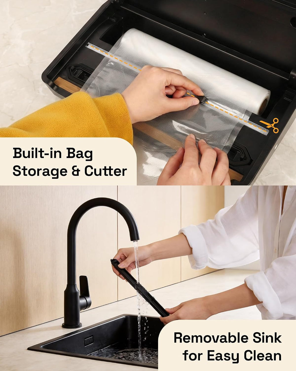 Food Vacuum Sealer Machine, 80kPa Automatic, Includes 1 Roll & 20 Bags | Vacuum Sealer For Dry & Moist Food with
