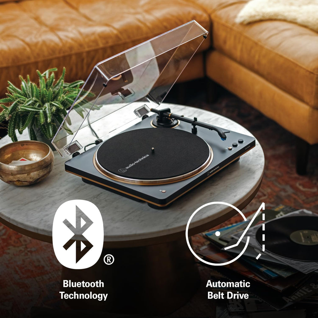 AT-LP70XBT Wireless Turntable (Black/Bronze) | Fully automatic belt-drive turntable with Bluetooth and AT-VM95C