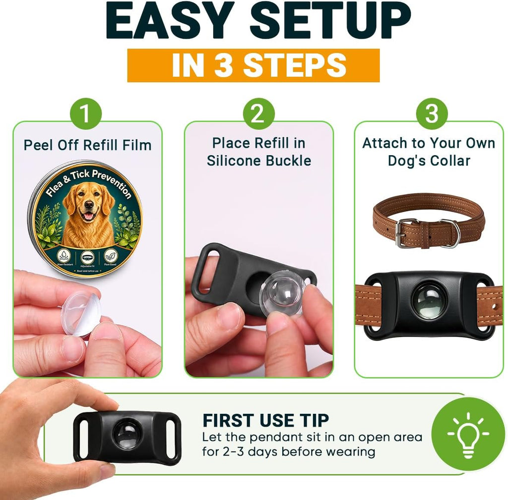 Flea and Tick Prevention Pendant for Dogs, Long Lasting 30 Days Protection, Dog Flea and Tick Collar Alternative with