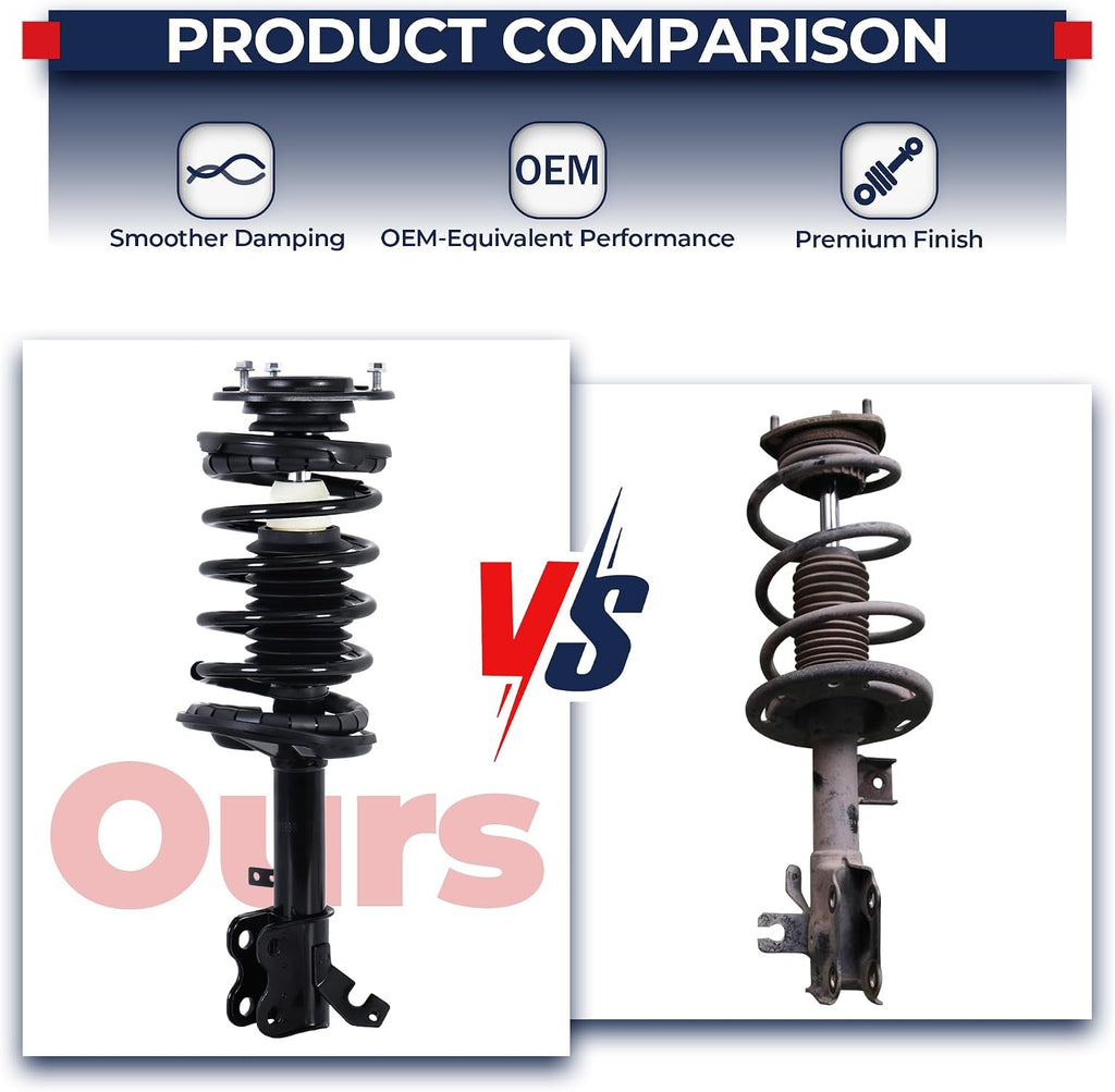 MOSTPLUS Complete Strut Assembly & Shock Absorber Compatible for 2012-2017 Toyota Camry, Front and Rear, Coil Spring 4PCS