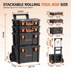 4 Tier Rolling Tool Box Heavy Duty, Stackable Tool Box with Wheels