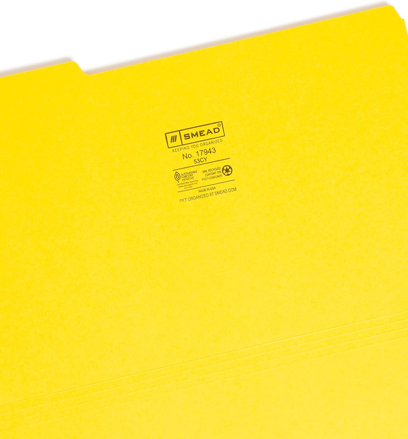 Colored File Folder, 1/3-Cut Tab, Legal Size, Yellow, 100 per Box (17943)