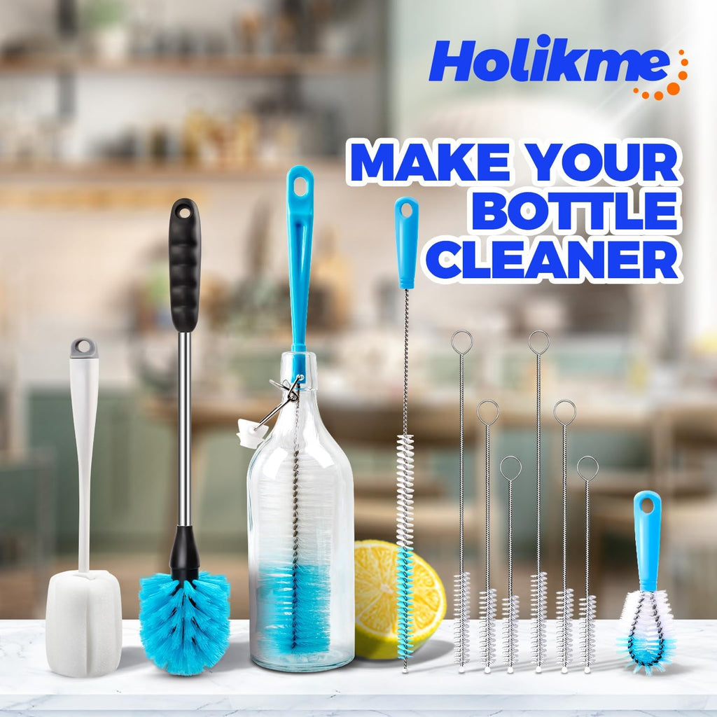 Bottle Brush Tube Cleaning Lab Set with Long Handle, Cup Cleaner for Washing Narrow Neck Beer Wine Decanter Pipes