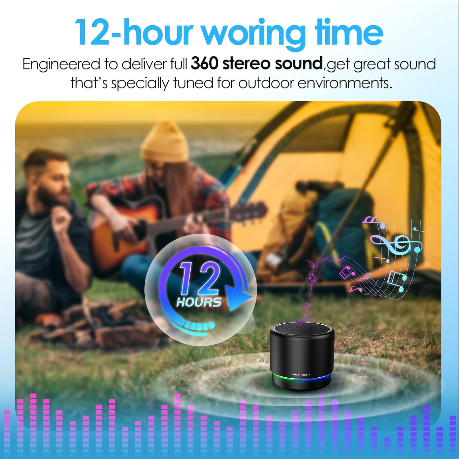 Portable Bluetooth Speaker 5.4, Mini Speaker, 12H Battery Life & Noise Reduction Mic, Metal Cover, TWS Pairing