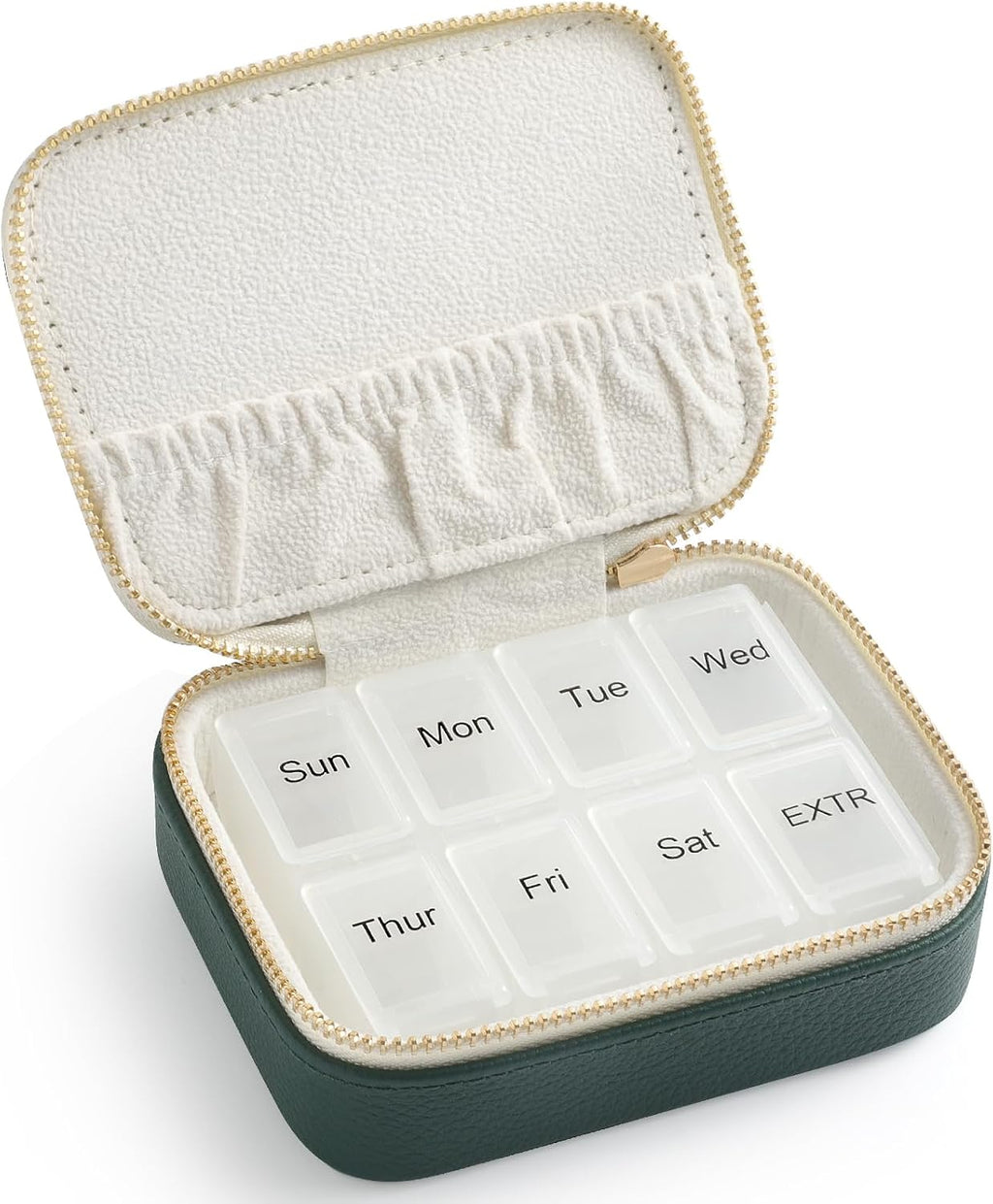 Genuine Leather Travel Pill Organizer Box Case 1 Times a Day for Purse for Women, Cute Medicine Pill Holder
