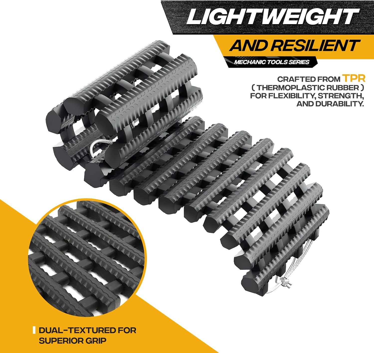 24" Tire Traction Mat, Heavy-Duty Recovery Board for Snow, Ice, Mud & Sand, Off-Road Vehicle Traction Tracks with