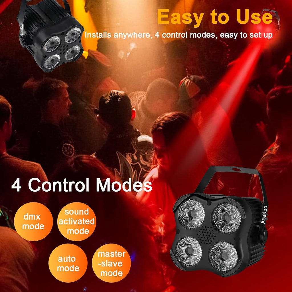 DJ Par Lights, RGBW LED Par Light | Sound Activated and Remote, DMX Stage Uplighting for Event Wedding Church