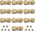 Brass Compression Tube Fitting 3/8" OD x 3/8" OD, 10 Pack