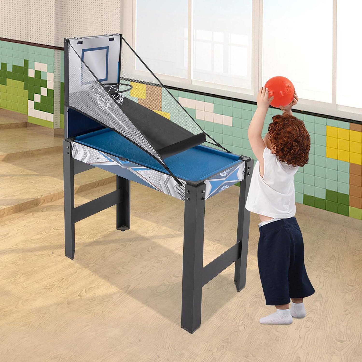 5 in 1 Multi Combo Game Table, 2.4Ft H x 3Ft W Folding Multi Game Table Set with Billiards, Air Hockey, Ping