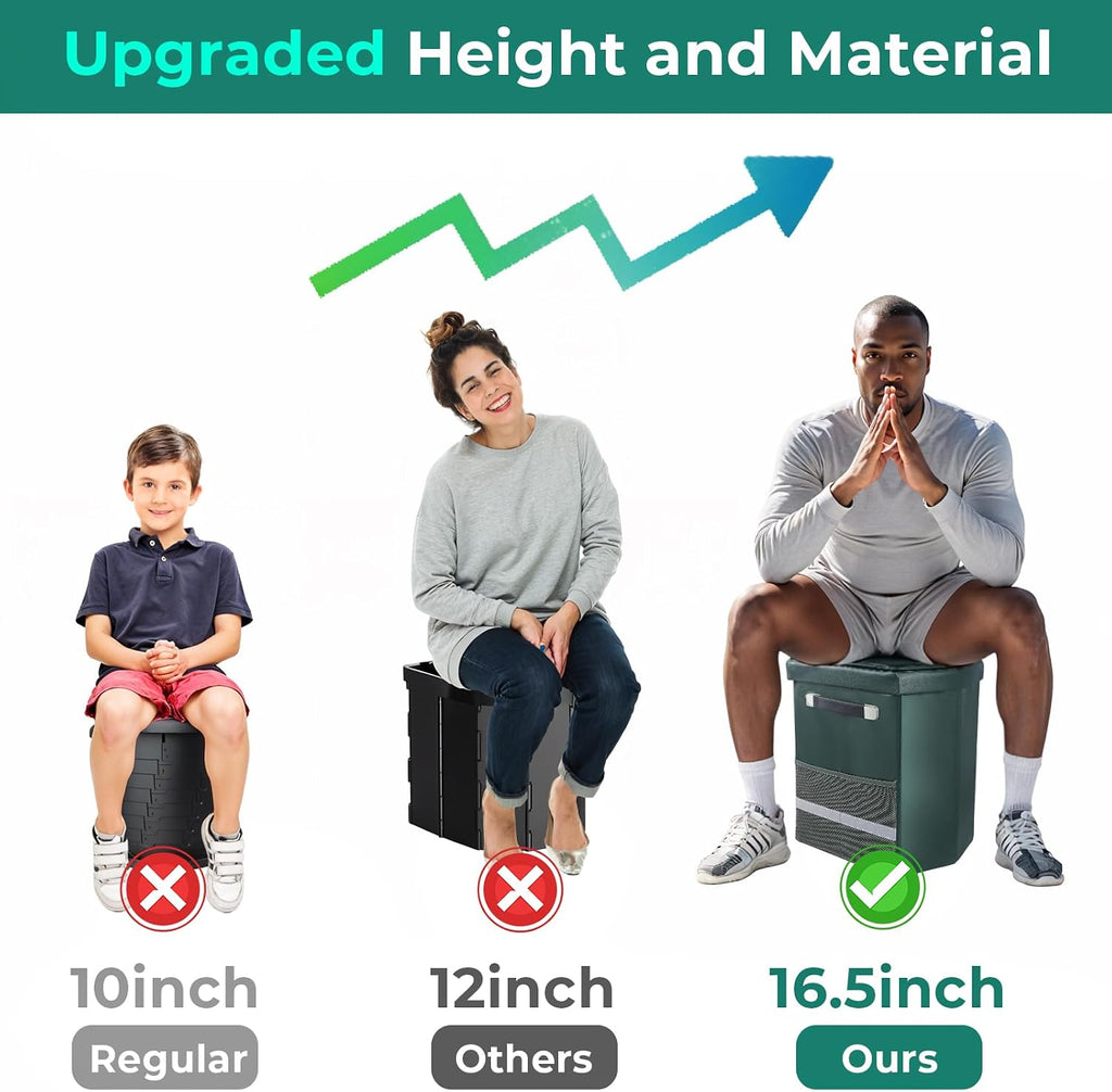 2026 Upgraded XL Portable Toilet for Adults,Tall Camping Toilet with Lid and Convenient Carry Bag, Portable Potty for
