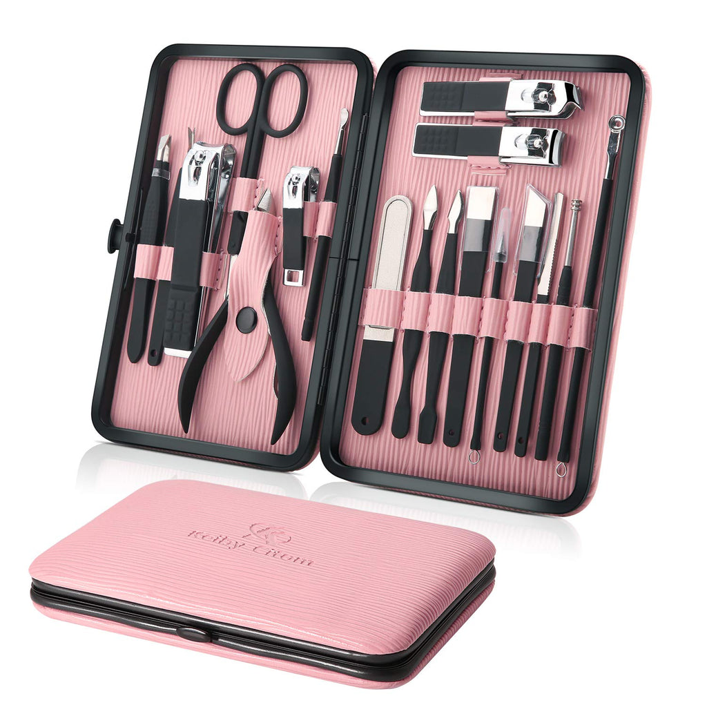 Manicure Set Professional Nail Clippers Kit Pedicure Care Tools- Stainless Steel Women Grooming Kit 18Pcs for Travel