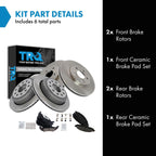 TRQ Front & Rear Brake Pad & Rotor Kit Ceramic